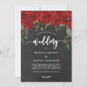 faire-part de mariage fleuri rouge boho moderne (Devant)