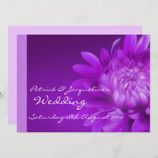 Faire-part de mariage fleuri violet (Devant / Derrière)