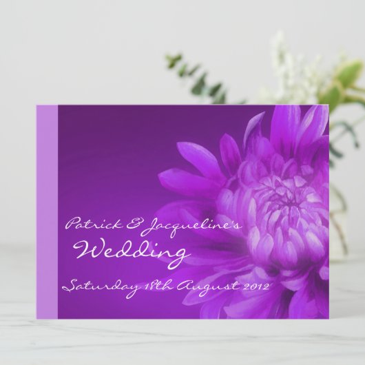 Faire-part de mariage fleuri violet (Debout devant)