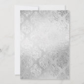 Faire-part de mariage fleurie argentée Damask (Dos)