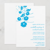 Faire-part de mariage fleurie (Bleu / Blanc) (Devant / Derrière)