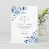 faire-part de mariage fleurie bleu boho (Debout devant)