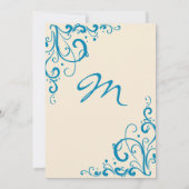 Faire-part de mariage fleurie bleue et crème (Dos)