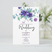 Faire-part de mariage fleurie d'aquarelle violette (Debout devant)