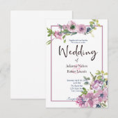 Faire-part de mariage fleurie d'aquarelle violette (Devant / Derrière)