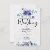 Faire-part de mariage fleurie d'aquarelle violette (Devant)