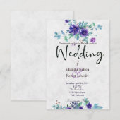 Faire-part de mariage fleurie d'aquarelle violette (Devant / Derrière)