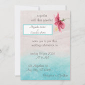 faire-part de mariage fleurie en beige et bleu (Devant)