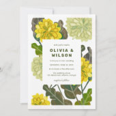 Faire-part de mariage fleurie moderne jaune & vert (Devant)