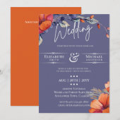 Faire-Part de Mariage Fleurie Moderne Lavande et O (Devant / Derrière)