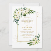 faire-part de mariage fleurie or et verte (Devant)