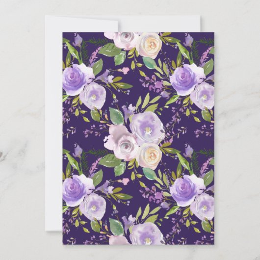 faire-part de mariage fleurie pourpre, mauve et pê (Dos)