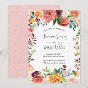 Faire-part de mariage fleurie printanière d'automn