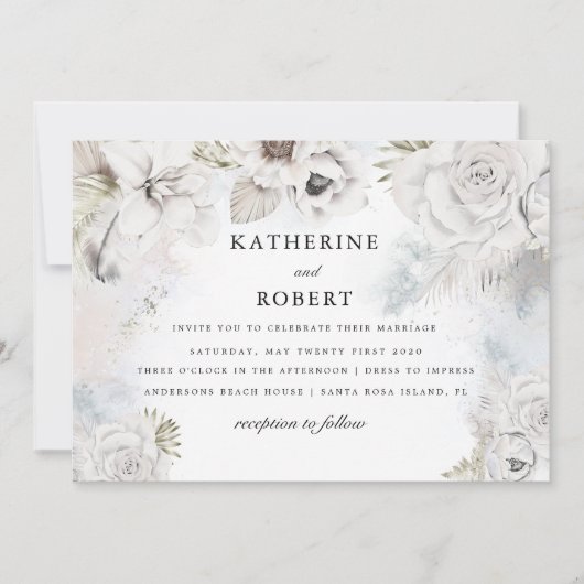 faire-part de mariage fleurie romantique (Devant)