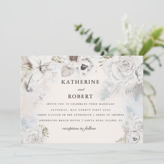 faire-part de mariage fleurie romantique (Debout devant)