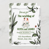 Faire-part de mariage fleurie verte et blanche (Devant / Derrière)