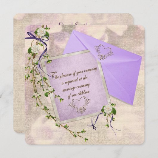 Faire-part de mariage fleurie vieillotte (Devant / Derrière)