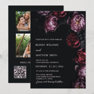 Faire-part de mariage Fleurs 3D Sombres Humeur