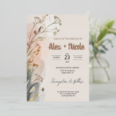 Faire-part de mariage - Fleurs agitées (Debout devant)