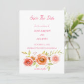 Faire-Part de Mariage Fleurs Aquarelle de Roses (Debout devant)