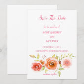 Faire-Part de Mariage Fleurs Aquarelle de Roses (Devant / Derrière)