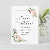 Faire-part de mariage Fleurs aquarelle rose tendre (Debout devant)