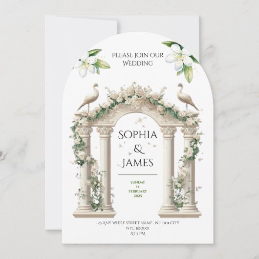 faire-part de mariage fleurs arche palais luxe (Devant)