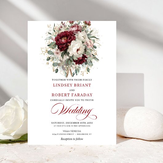 Faire-part de mariage Fleurs blanches de Bourgogne