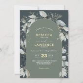 Faire-part de mariage fleurs blanches sauge modern (Devant)