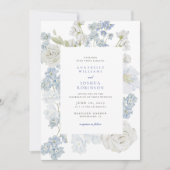 Faire-part de mariage Fleurs Bleu Français (Devant)