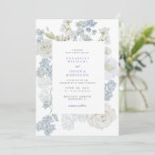 Faire-part de mariage Fleurs Bleu Français (Debout devant)