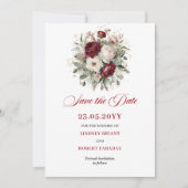 Faire-part de Mariage Fleurs Bordeaux Rouge Romant (Devant)