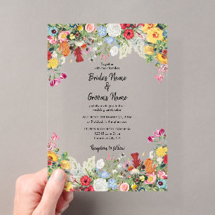 Faire-part de mariage Fleurs colorées Jardin Flora