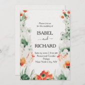 Faire-part de mariage Fleurs d'aquarelle Fleurs sa (Devant / Derrière)