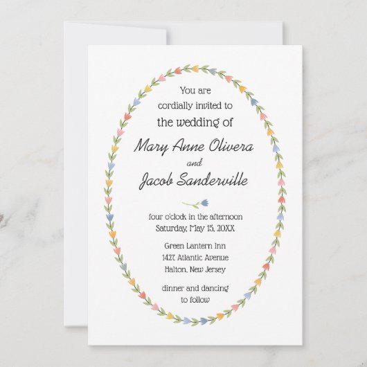 Faire-part de mariage Fleurs d'Art populaire moder (Devant)