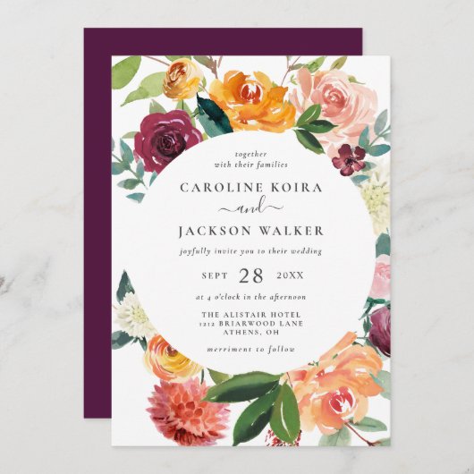 Faire-part de mariage Fleurs d'automne (Devant / Derrière)