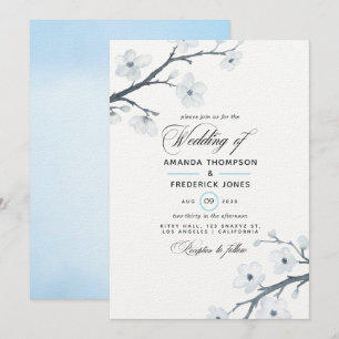 Faire-part de mariage Fleurs de cerisier blanches