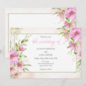 Faire-part de mariage Fleurs de cerisier dessinées (Devant / Derrière)