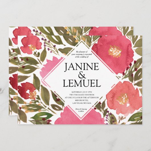 Faire-part de mariage Fleurs de fleurs (Devant / Derrière)