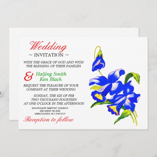 Faire-part de mariage Fleurs de mariage orchidées  (Devant / Derrière)