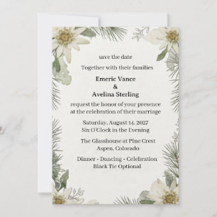 Faire-part de mariage Fleurs de pin et Edelweiss S