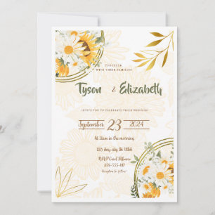 Faire-part de mariage- Fleurs de soleil- Jaune et