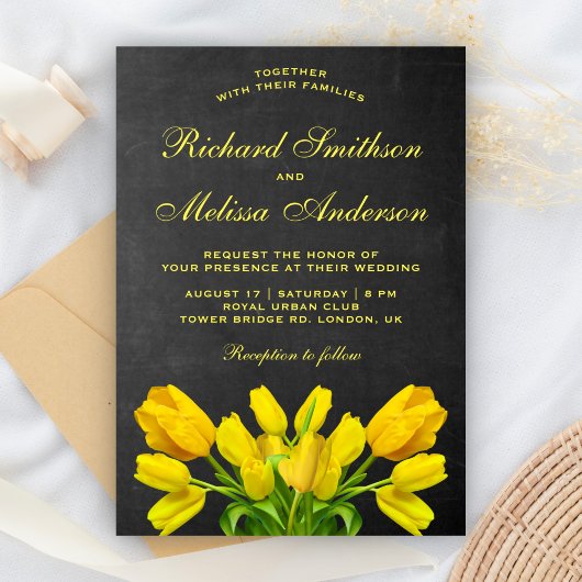 Faire-part de mariage Fleurs de Tulipe Jaune Clair