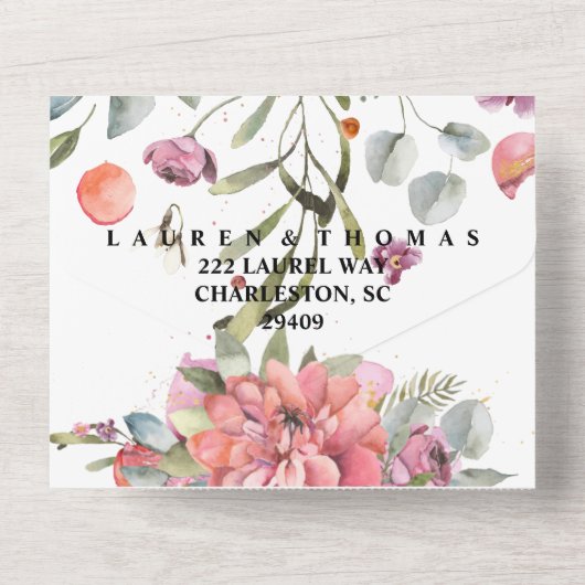 Faire-part de mariage Fleurs en chute (Verso)