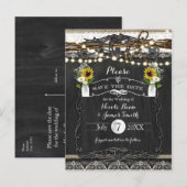 Faire-Part de Mariage Fleurs et Fers à Cheval Rust (Devant / Derrière)