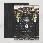 Faire-part de mariage Fleurs et fers à cheval rust (Devant / Derrière)