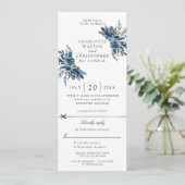 faire-part de mariage fleurs indigo avec carte-rép (Debout devant)