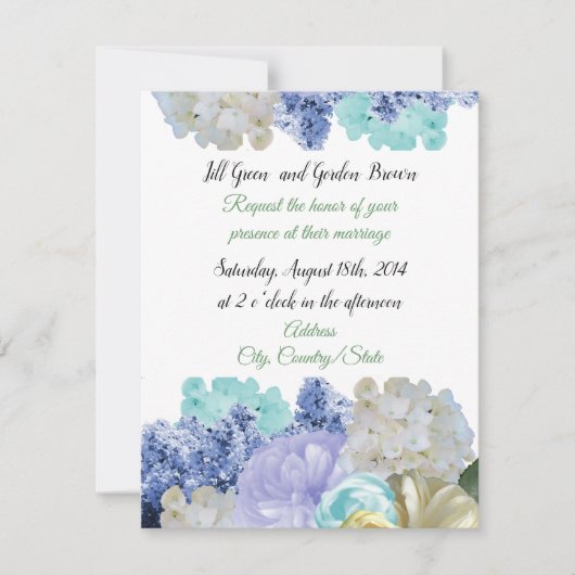 Faire-part de mariage Fleurs Mixtes Romantiques (Devant)
