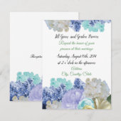 Faire-part de mariage Fleurs Mixtes Romantiques (Devant / Derrière)