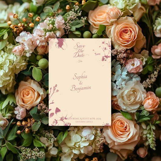 Faire-part de mariage Fleurs Roses à l'approche
